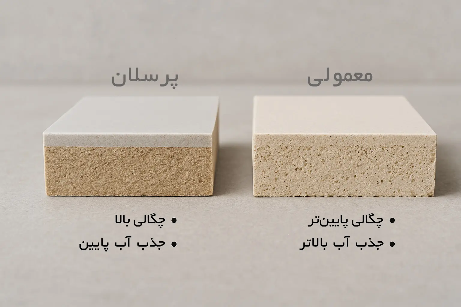 تفاوت کاشی پرسلان با سرامیک معمولی